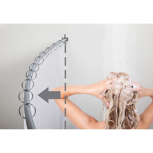 56"-72" Polished Chrome Adjustable Curved Shower Curtain Rod - Retail Packaged - Image 4
