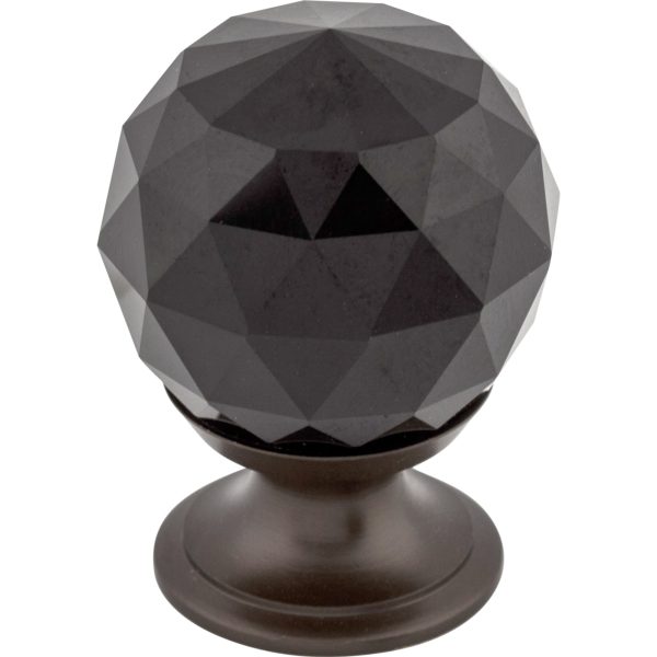 Black Crystal Knob 1 1/8 Inch Oil Rubbed Bronze Base