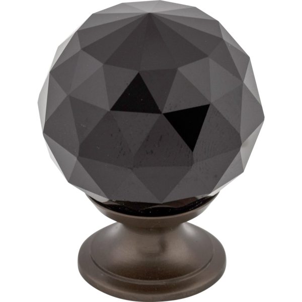 Black Crystal Knob 1 3/8 Inch Oil Rubbed Bronze Base