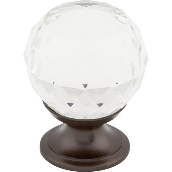 Clear Crystal Knob 1 1/8 Inch Oil Rubbed Bronze Base