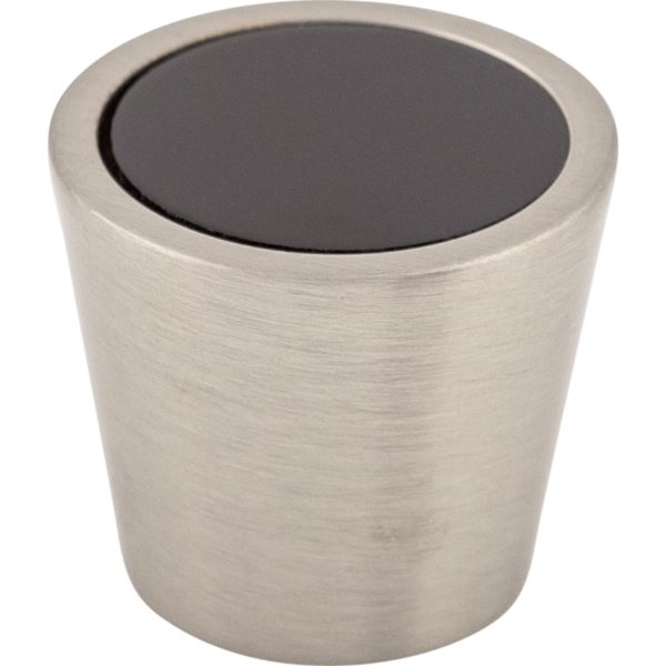 Black Crystal Center Knob 13/16 Inch Brushed Satin Nickel Shell