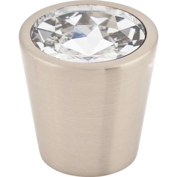 Clear Crystal Center Knob 1 1/16 Inch Brushed Satin Nickel Shell