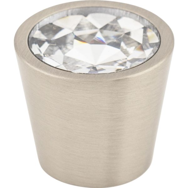 Clear Crystal Center Knob 13/16 Inch Brushed Satin Nickel Shell