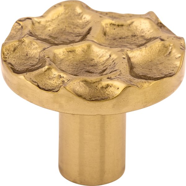 Cobblestone Round Knob 1 3/8 Inch Brass