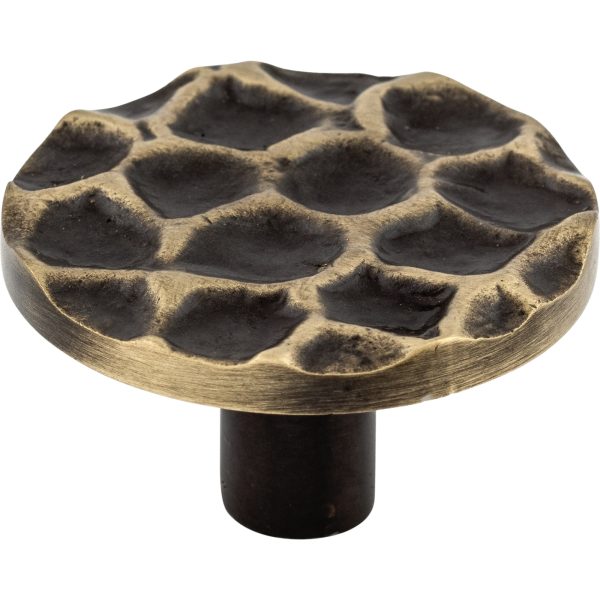 Cobblestone Round Knob 1 15/16 Inch Brass Antique