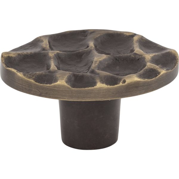 Cobblestone Oval Knob 2 Inch Brass Antique