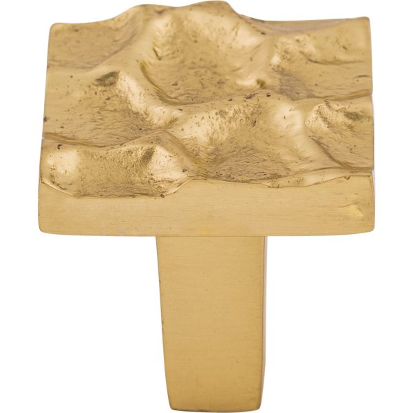Cobblestone Square Knob 1 1/8 Inch Brass