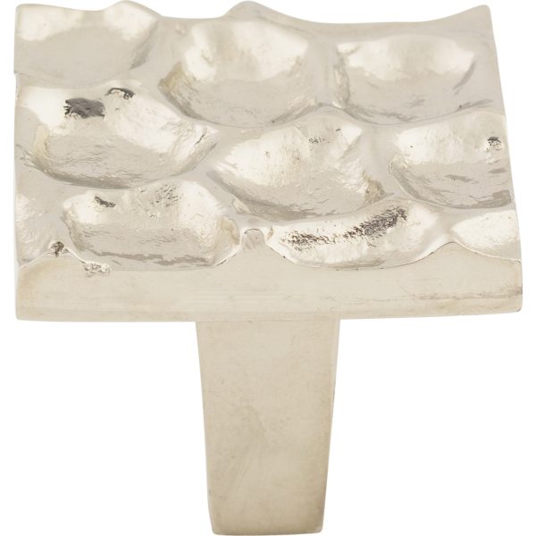 Cobblestone Square Knob 1 3/8 Inch Polished Nickel