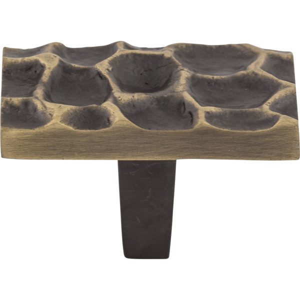 Cobblestone Rectangle Knob 1 7/8 Inch Brass Antique