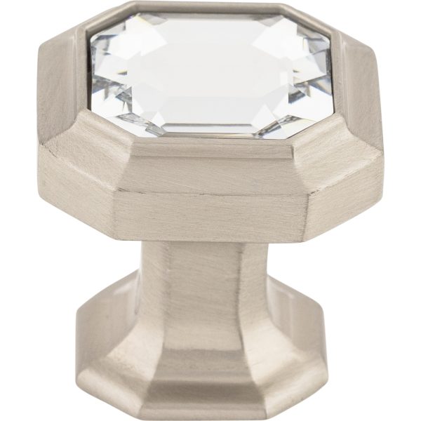 Crystal Emerald Knob 1 1/8 Inch Brushed Satin Nickel