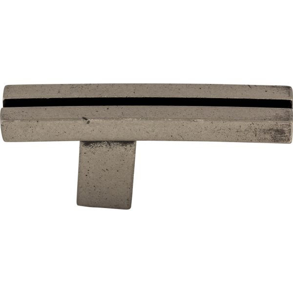 Inset Rail Knob 2 5/8 Inch Pewter Antique