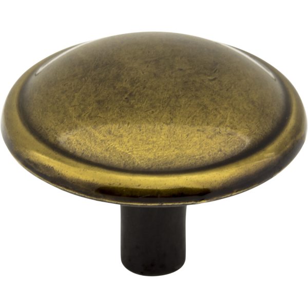 1-1/4" Diameter Brushed Antique Brass Kingsport Cabinet Mushroom Knob