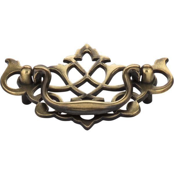 3" Center-to-Center Brushed Antique Brass Baroque Kingsport Cabinet Drop Pull - Image 3