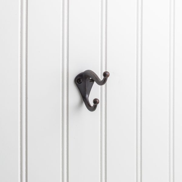 2-5/16" Brushed Oil Rubbed Bronze Traditional Double Prong Ball End Wall Mounted Utility Hook