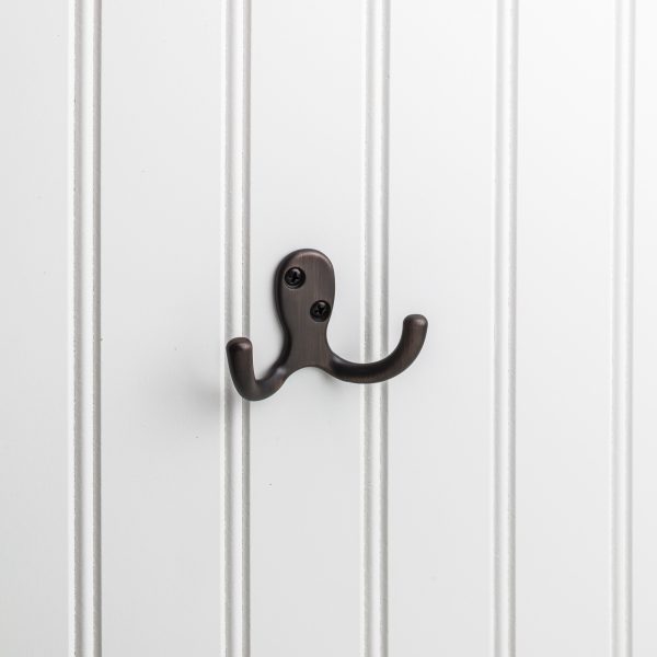 1-7/8" Brushed Oil Rubbed Bronze Heavy Duty Double Prong Wall Mounted Hook