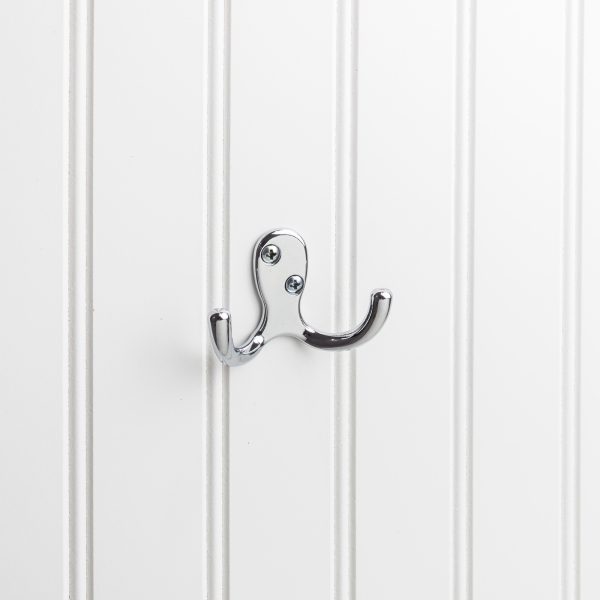 1-7/8" Polished Chrome Heavy Duty Double Prong Wall Mounted Hook