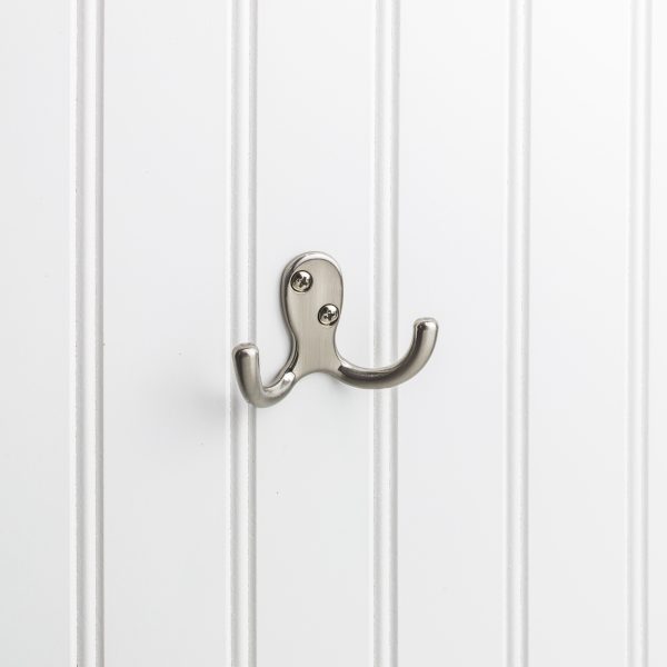 1-7/8" Satin Nickel Heavy Duty Double Prong Wall Mounted Hook