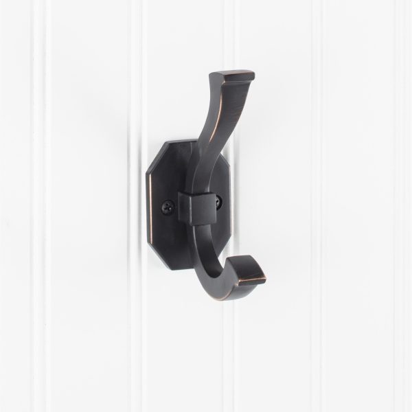 4-5/16" Brushed Oil Rubbed Bronze Emerald Double Prong Wall Mounted Hook