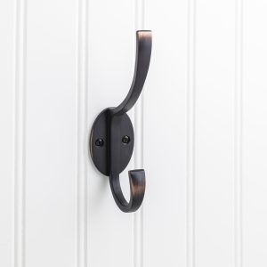 5-7/8" Brushed Oil Rubbed Bronze Flared Transitional Double Prong Wall Mounted Hook