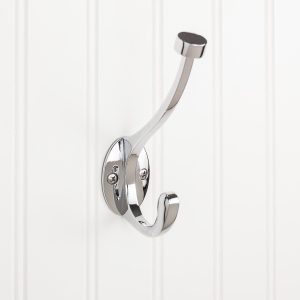 5-1/2" Polished Chrome Pilltop Double Prong Wall Mounted Hook