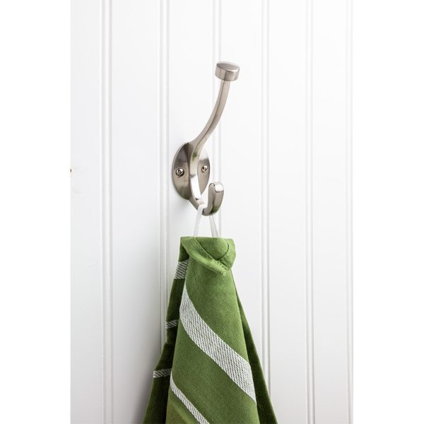 5-1/2" Satin Nickel Pilltop Double Prong Wall Mounted Hook - Image 3