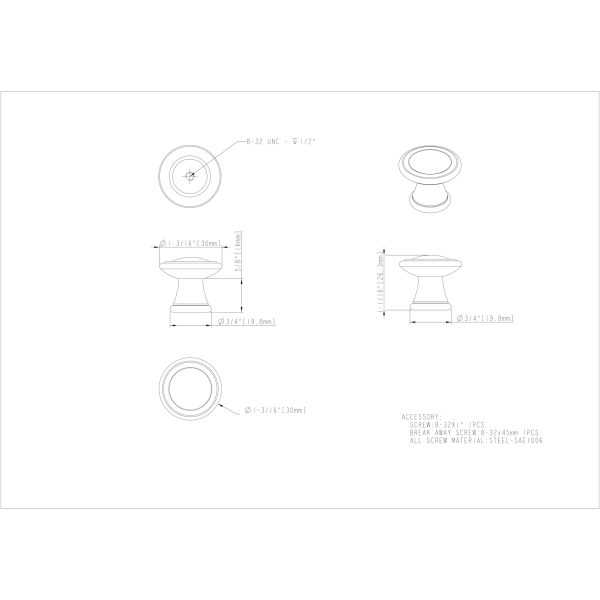 1-3/16" Diameter Satin Nickel Cordova Cabinet Knob - Image 5
