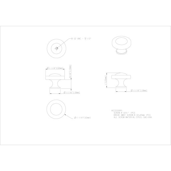1-1/4" Diameter Satin Nickel Cordova Cabinet Knob - Image 5