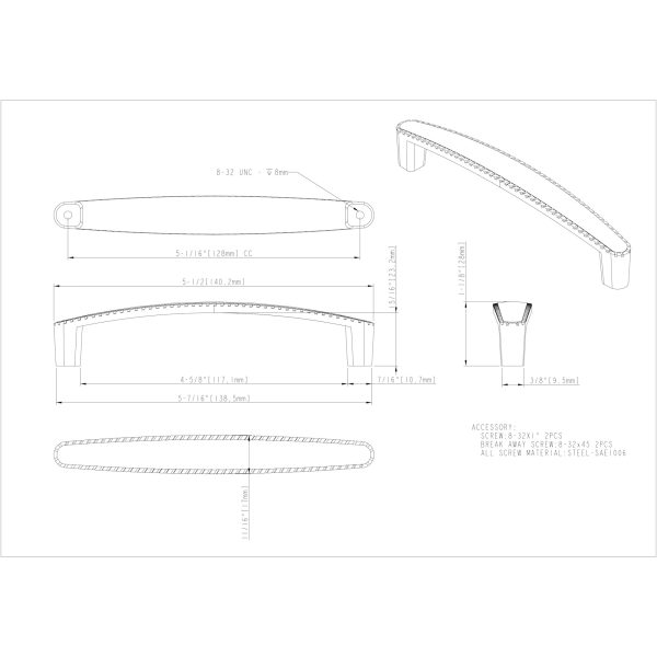 128 mm Center-to-Center Brushed Pewter Rope Detailed Lindos Cabinet Pull - Image 4