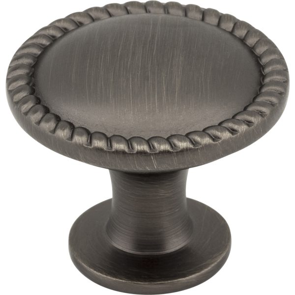 1-1/4" Diameter Brushed Pewter Round Rope Detailed Lindos Cabinet Knob