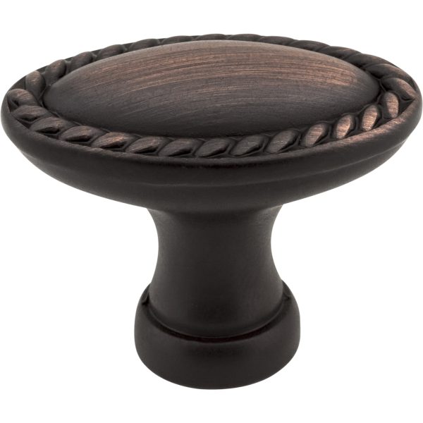 1-3/8" Overall Length Brushed Oil Rubbed Bronze Oval Rope Detailed Lindos Cabinet Knob - Image 3