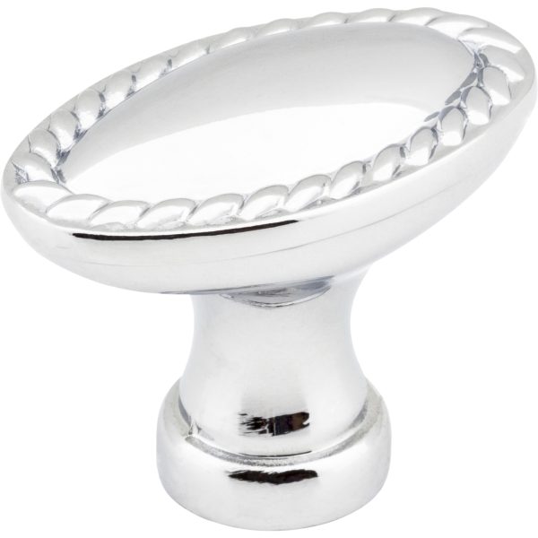 1-3/8" Overall Length Polished Chrome Oval Rope Detailed Lindos Cabinet Knob