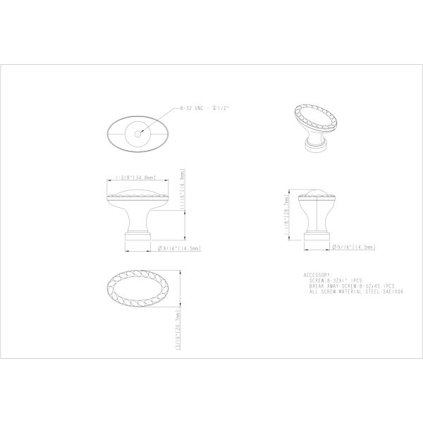 1-3/8" Overall Length Polished Chrome Oval Rope Detailed Lindos Cabinet Knob - Image 4