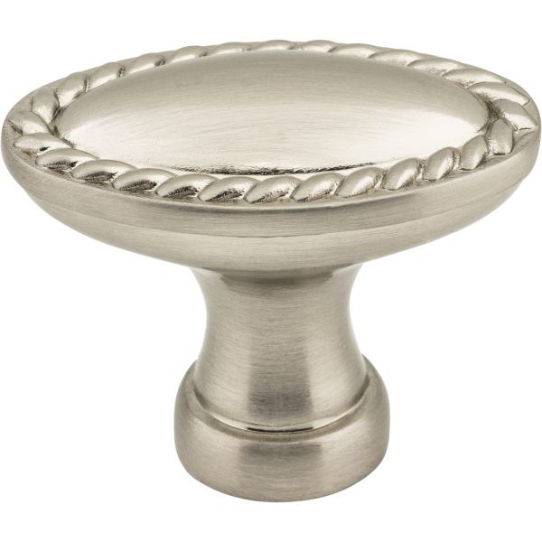 1-3/8" Overall Length Satin Nickel Oval Rope Detailed Lindos Cabinet Knob - Image 3