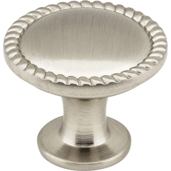 1-1/4" Diameter Satin Nickel Round Rope Detailed Lindos Cabinet Knob