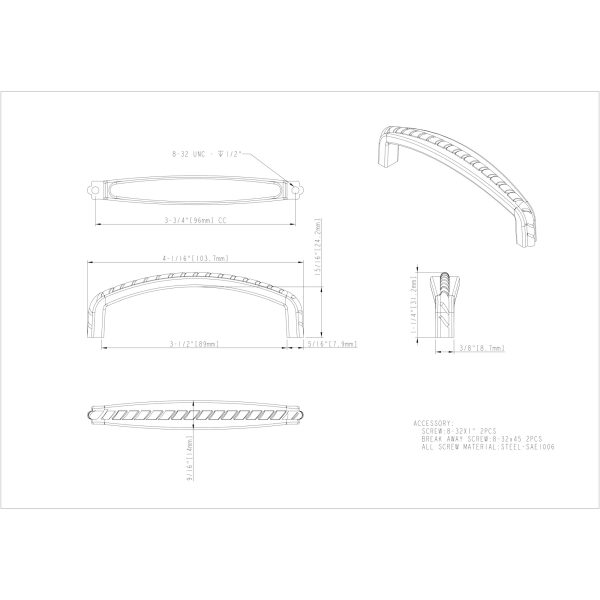 96 mm Center-to-Center Satin Nickel Rope Detailed Cypress Cabinet Pull - Image 5