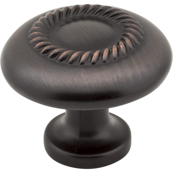 1-1/4" Diameter Brushed Oil Rubbed Bronze Rope Detailed Cypress Cabinet Mushroom Knob