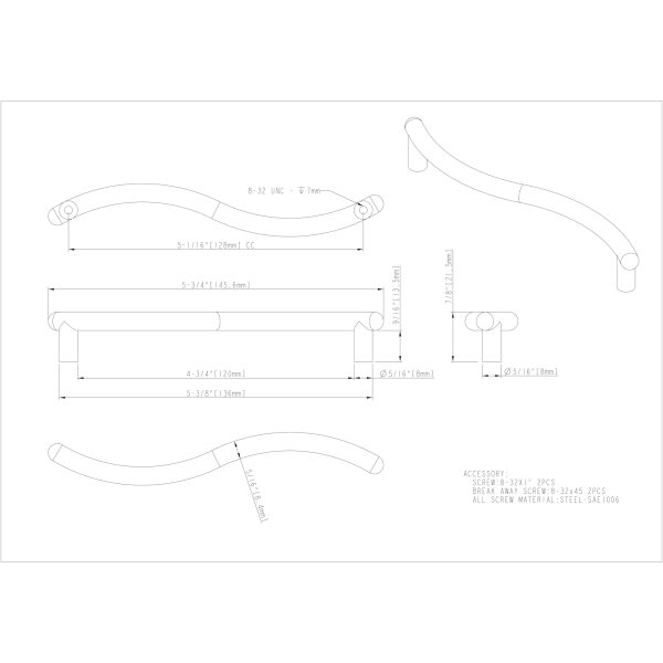 128 mm Center-to-Center Brushed Chrome Wavy Capri Cabinet Pull - Image 4