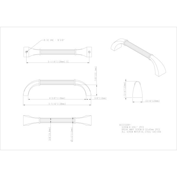 128 mm Center-to-Center Distressed Pewter Cordova Cabinet Pull - Image 4