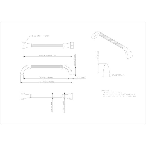 160 mm Center-to-Center Distressed Pewter Cordova Cabinet Pull - Image 4