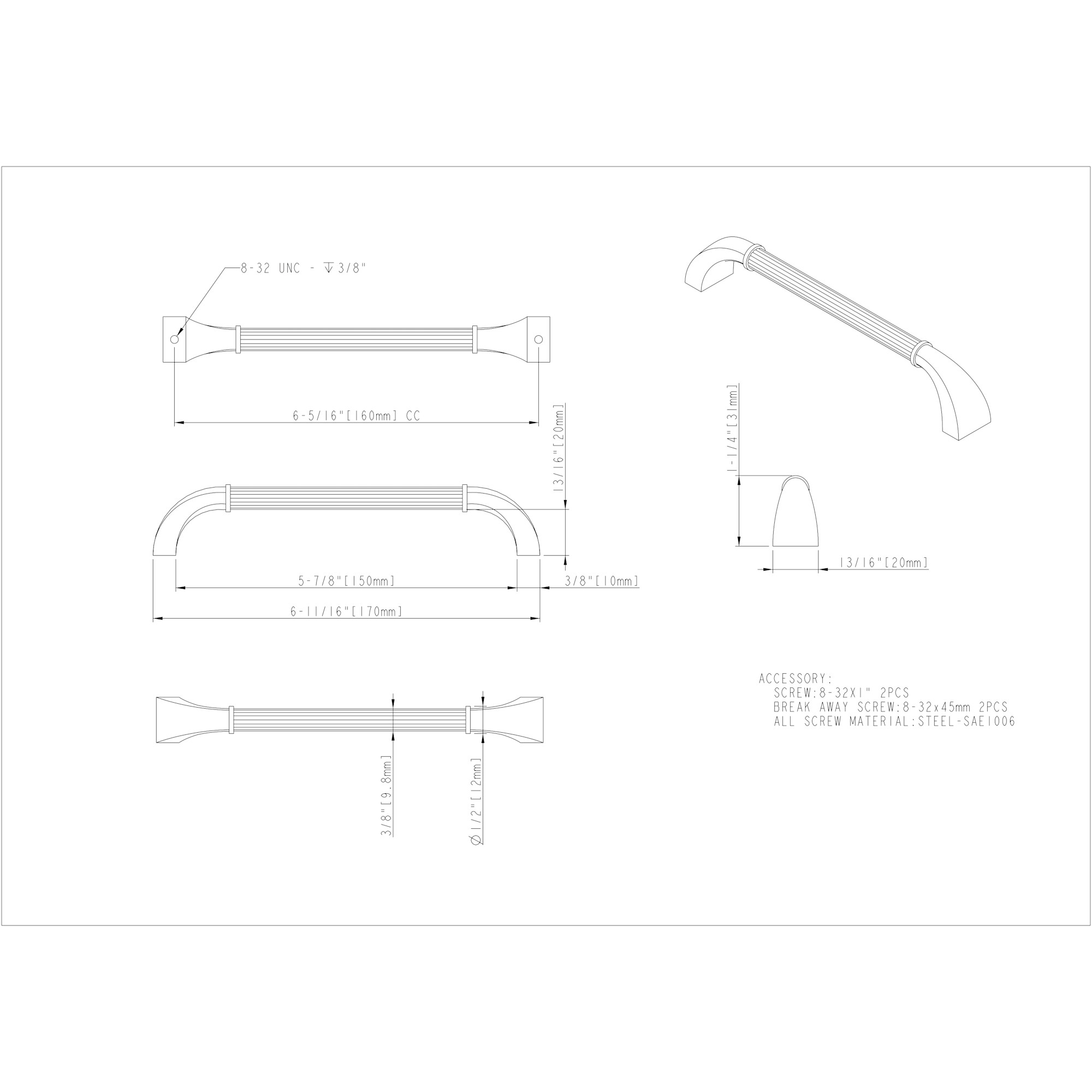 Cordova Cabinet Pull (Z281) in Satin Nickel