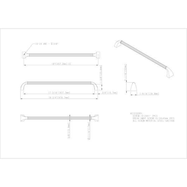 18" Center-to-Center Brushed Oil Rubbed Bronze Cordova Appliance Handle - Image 5