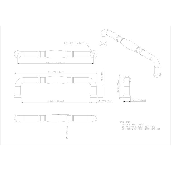192 mm Center-to-Center Brushed Gold Center-to-Center Whitlock Cabinet Pull - Image 5