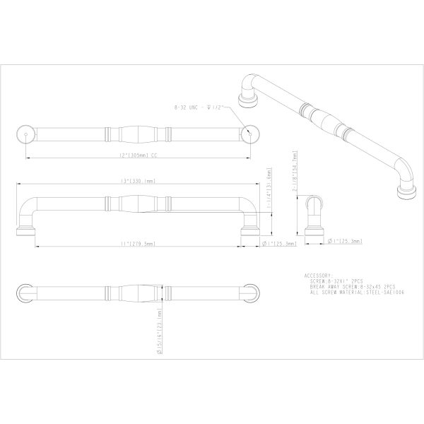 12" Center-to-Center Polished Chrome Durham Appliance Handle - Image 4