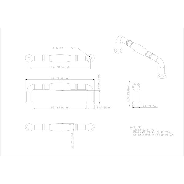 96 mm Center-to-Center Polished Chrome Durham Cabinet Pull - Image 4