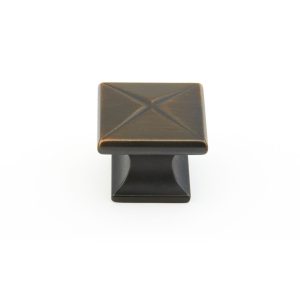 Northport Square Knob in Ancient Bronze