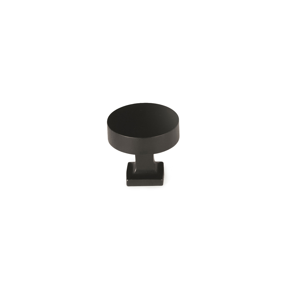 Haniburton Round Knob with Square Base in Matte Black