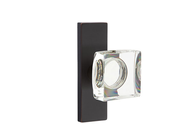 Modern Square Glass Knob in Oil Rubbed Bronze