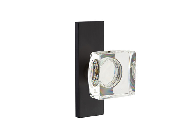 Modern Square Glass Knob in Flat Black