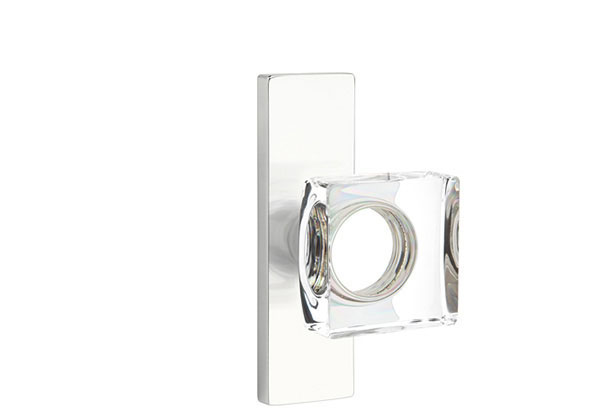 Modern Square Glass Knob in Polished Chrome