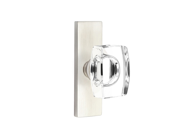 Stretto Windsor Glass Knob in Satin Nickel